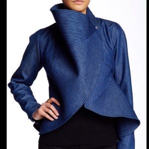 fashion cowl neck jean jacket